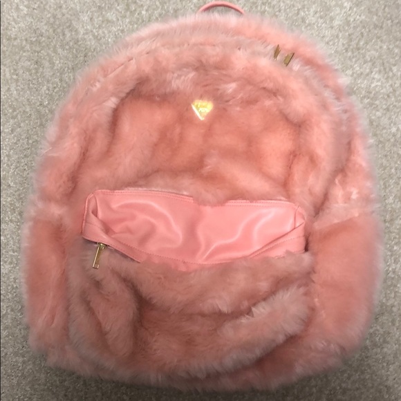 pink fluffy backpack